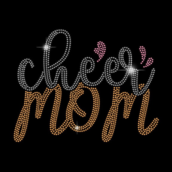 Cheer Mom Rhinestone Iron on Transfer Bling Patch Hotfix Heat Transfer DIY Applique Print for T-Shirt Shoes Hat Jacket Clothing Mother's Day DIY Accessory Colorful
