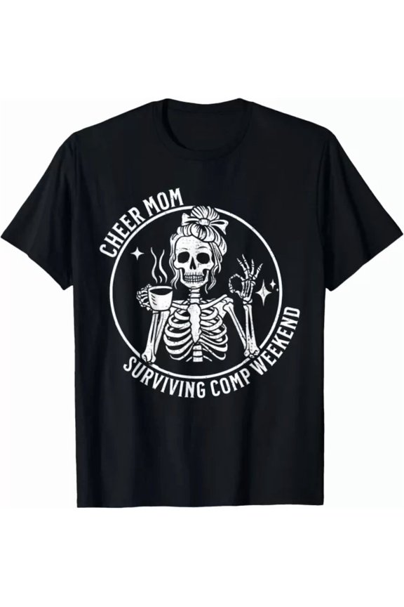 Cheer Mom Surviving Comp Weekend Cheerleading Parent Coffee T-Shirt, Unisex T-Shirt