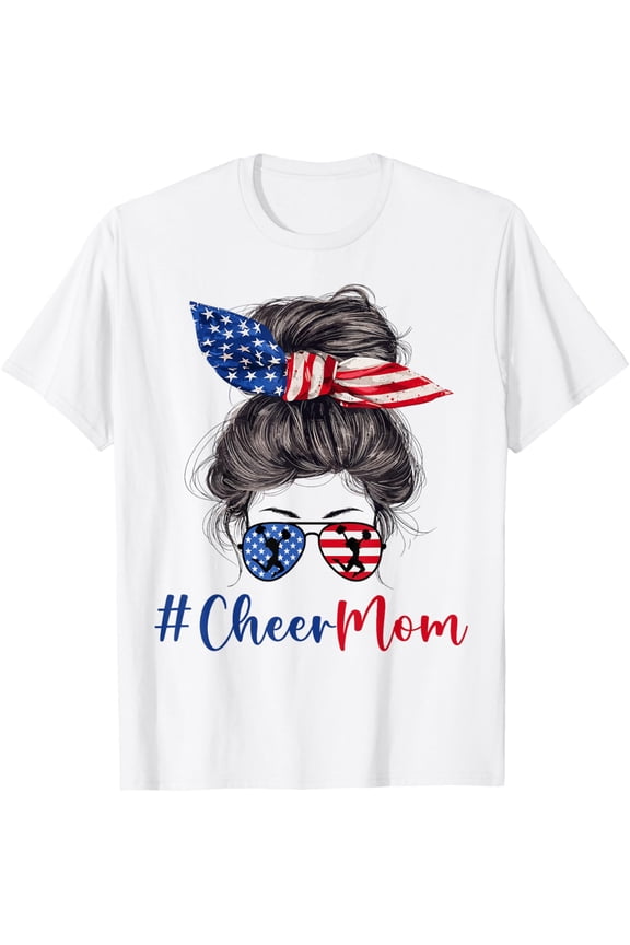 Cheer Mom USA American Flag Mothers Day Gift 4th Of July Women Men T-Shirt Shirts