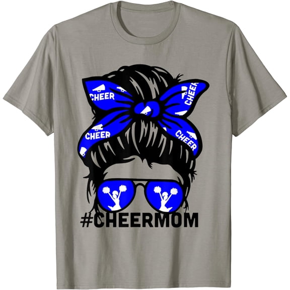 Cheer Mother Mama Parents Gift Cheerleading Mom Messy Bun T-Shirt