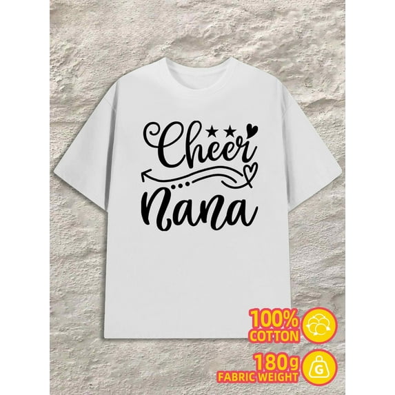 Cheer Nana T-Shirt men white 180G 100% Cotton Everyday wear,suitable for the office,dates,and going out Basic Unisex Shirt Cotton tshirts Classic Unisex Shirt Crewneck tshirts