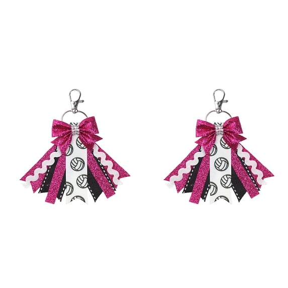 Cheerleading Ribbon Keychains Cheer PinMe Ribbon for Backpacks Glitters Cheerleaders Keychains Bulk ...