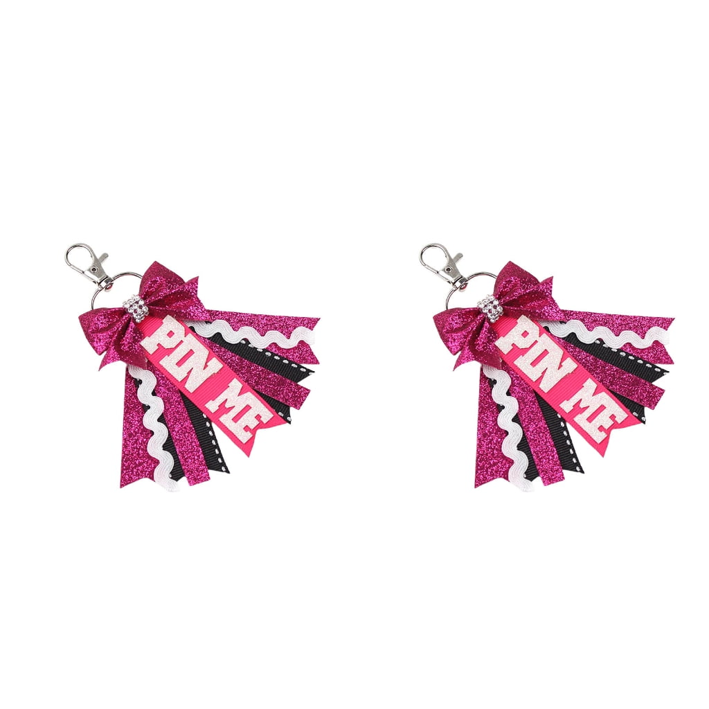Cheerleading Ribbon Keychains Cheer PinMe Ribbon for Backpacks Glitters Cheerleaders Keychains Bulk ...