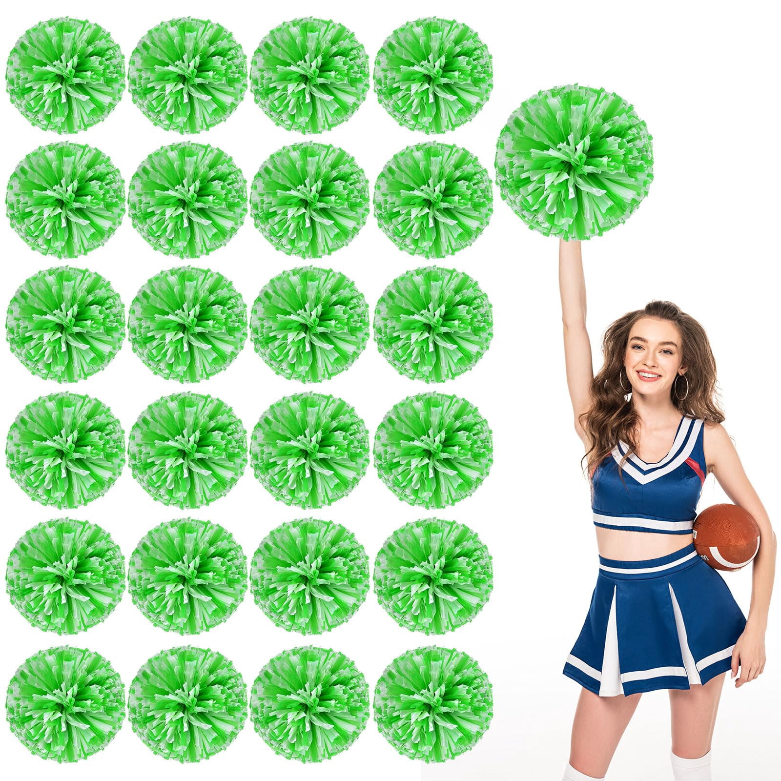 Cheer Pom Poms 22 Pcs Four Finger Handle, Cheerleading Handheld Squad Pompoms for Sports Team Cheer Spirit Games Dance Party Adults