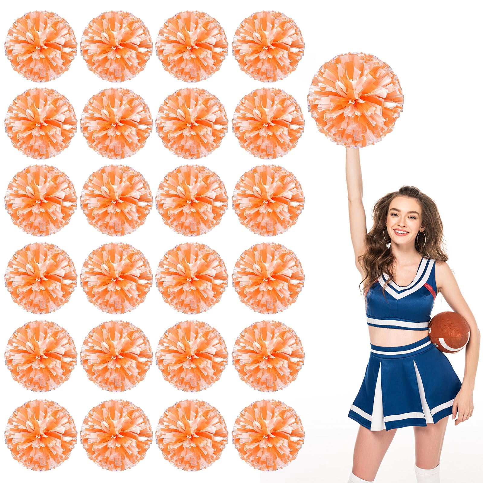 Pom Poms Cheer 24 Pieces, Cheerleading Pompoms Handheld Squad Set for Sports Team, Party, Festival, Adults Kids, Easy Fluff Design