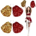 thumbnail image 1 of Cheer Pom Poms,4 Pcs Metallic Foil Cheerleading Pom Poms, Cheerleaders Cheer Pom Poms with Plastic Handle,Cheering Squad Hand Flower for Cheer Squad Dancing Party Game Ball Sports Team(Red,Gold), 1 of 7
