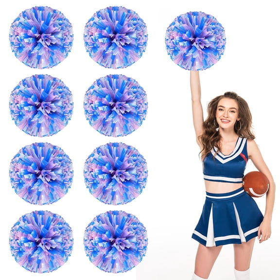 Pom Poms Cheer 8 Pieces, Cheerleading Pompoms Handheld Squad Set for Sports Team, Party, Festival, Adults Kids, Easy Fluff Design
