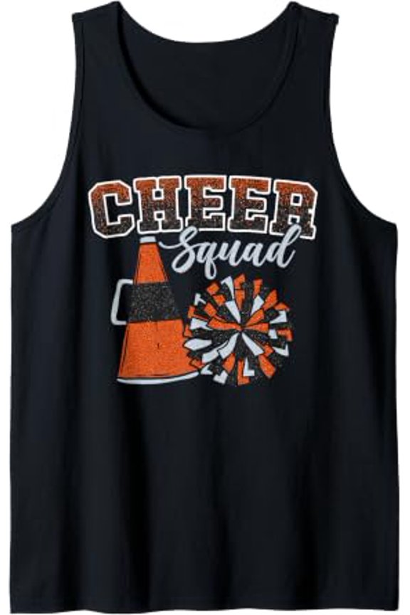 Cheer Squad Cheerleader Cheerleading Orange Tank Top Size S-3XL