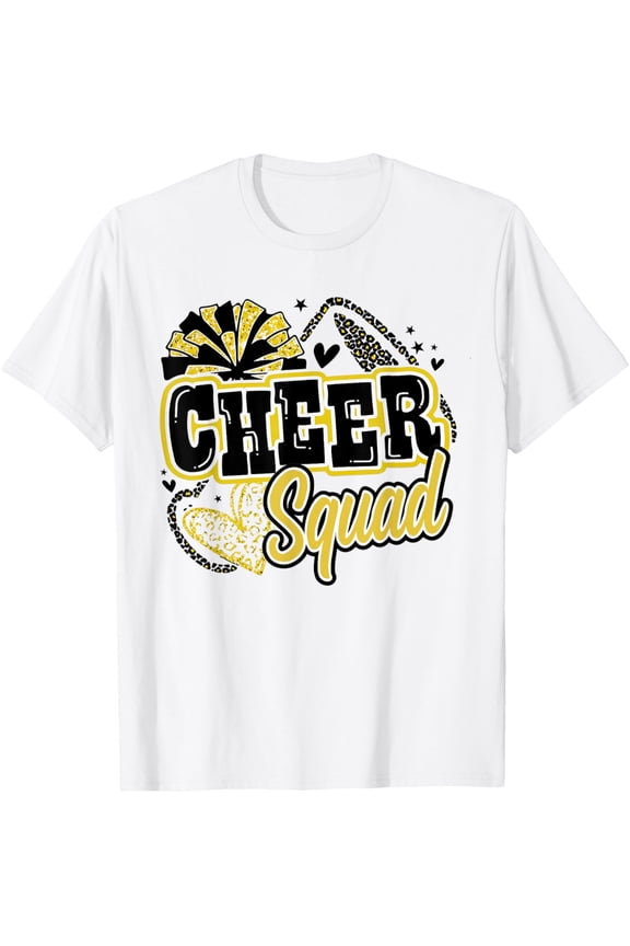 Cheer Squad Coquette Bow Sport Cheerleader Cheerleading Gold T-Shirt TShirt
