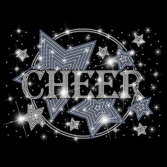 Cheer Stars Iron on Rhinestones Transfer Cheer Stars Heat Transfer Stickers Cheer Iron on Decals Bling Rhinestone Patches for T-Shirt Clothing Tote Bag Art Craft Gifts colorful DIY