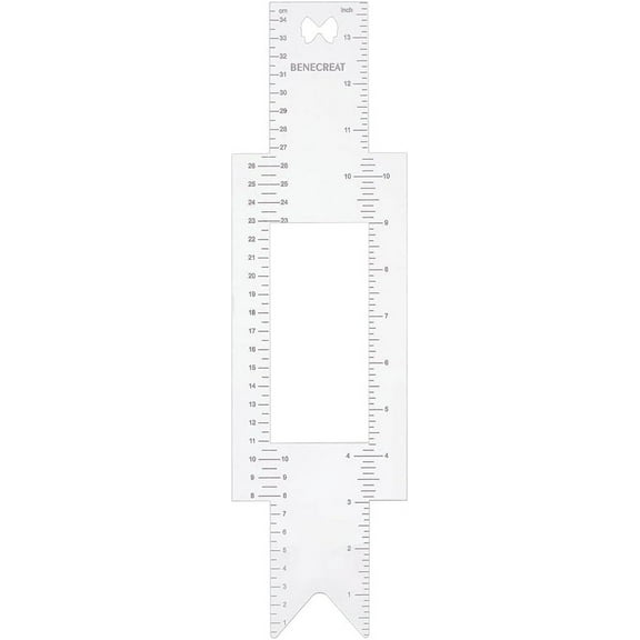 Cheer Template Ruler 13.8x3.8inch Large Acrylic Template Rulers with CM and INCH Scales for Accurate Placement on Cheer Bows diy