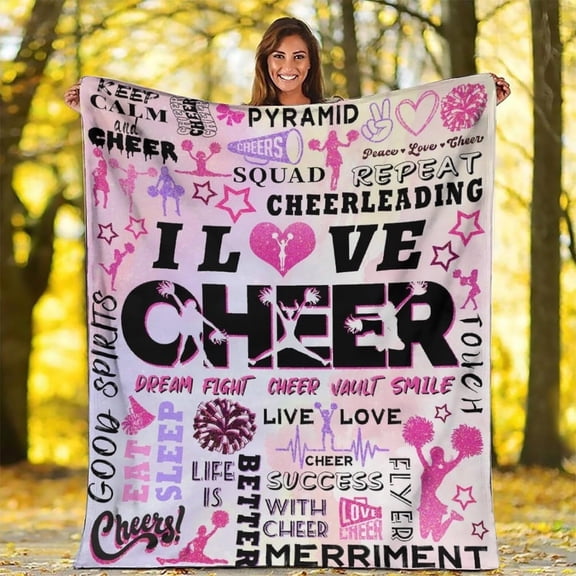 Cheer Throw Blanket for Couch Christmas Blanket Soft Fleece Cozy Plush Cheer Blanket Winter Lap Warming Bed Blanket