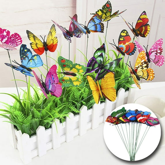 Cheer.US 10/20/50Pcs Butterfly Stakes, Garden Butterfly Ornaments, Waterproof Butterfly Decorations for Indoor/Outdoor Yard, Patio Plant Pot, Flower Bed, Home Decoration-9.84’’