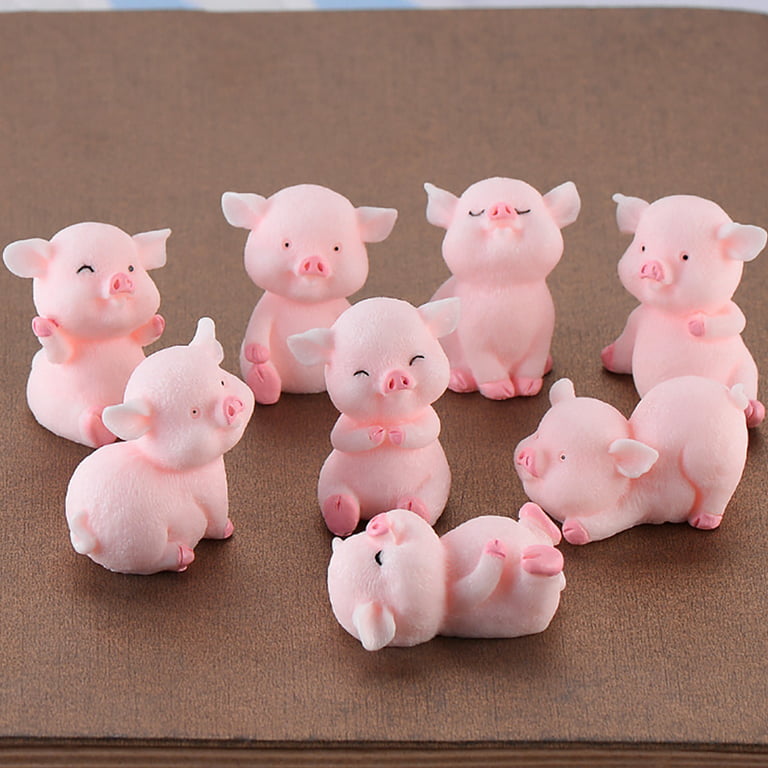 Cheer.US 10 Pcs Cute Piggy Car Dashboard,Cartoon Pig Figurines