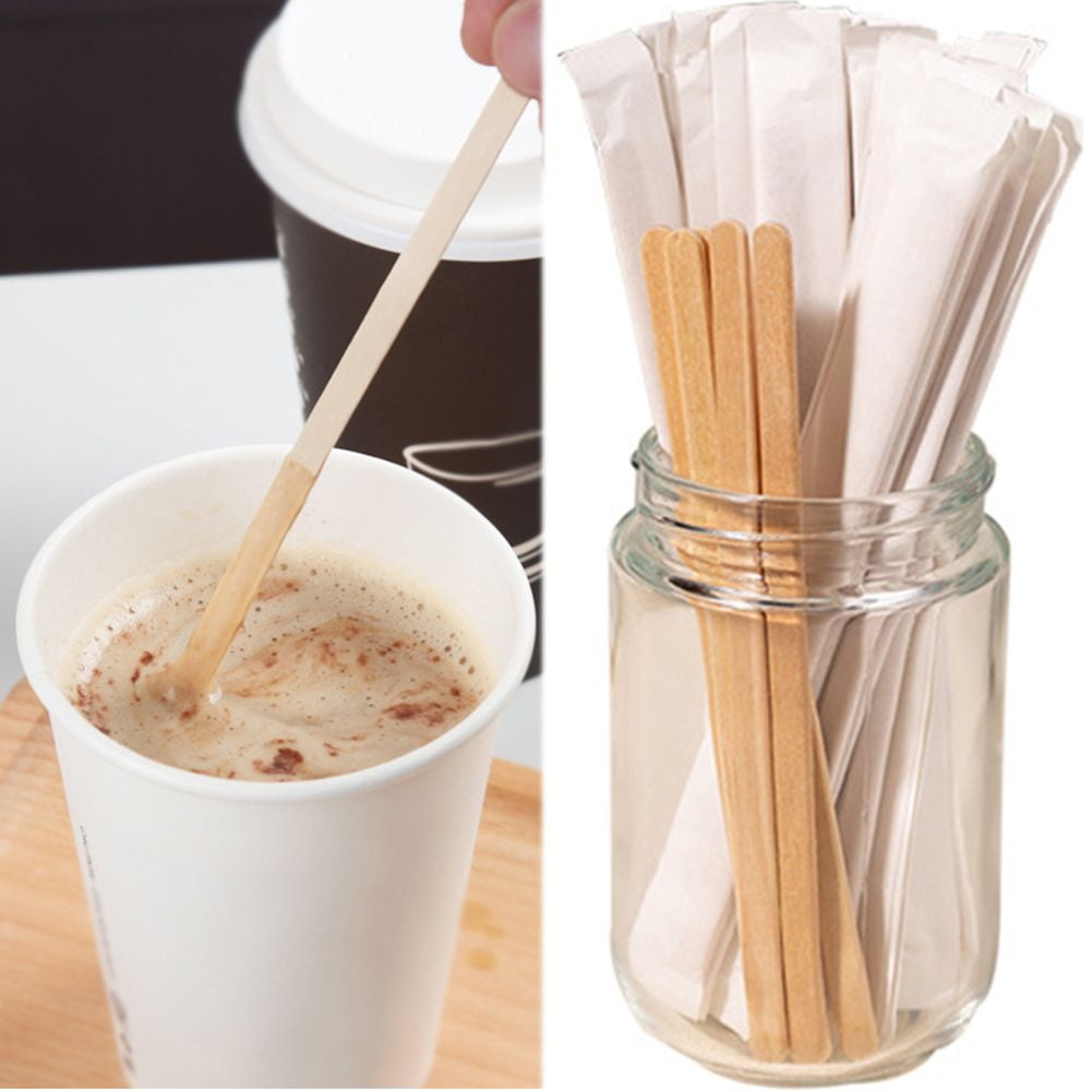 Cheer.US 100Pcs Coffee Stir Sticks - Eco-Friendly, Biodegradable  Splinter-Free Birch Wood - Disposable Drink Stirrers for Beverage, Tea, and  Crafts with Round Ends 