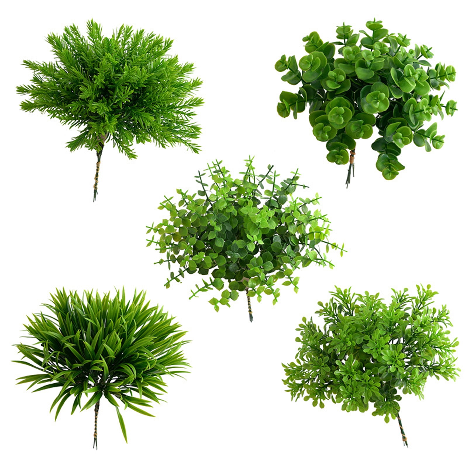 Cheer.US 2 Bouquet Mini Plants Artificial Greenery Faux Potted Herbs