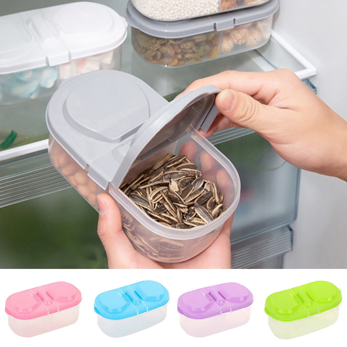 Cheer US 2 Grid Reusable Plastic Food Storage Containers with Lids