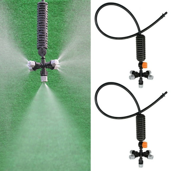 Cheer.US 2 Pcs Misting System, Misting Tube and Mist Nozzles for Outdoor Cooling Mister Hose Tube Micro Nozzle Irrigation Sprayer Garden Irrigation Equipment for Patio Greenhouse Garden