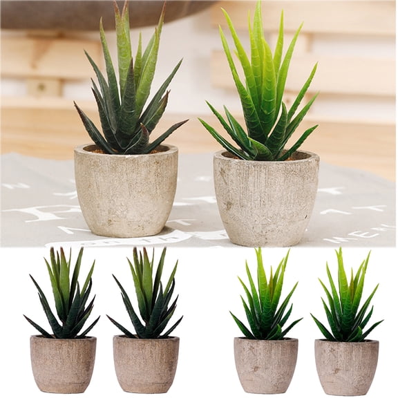 Cheer.US 2Pcs Artificial Succulent Plants in Pots - Assorted Fake Succulents - Mini Succulent Plants - Small Succulent Plants for Wedding Home Garden Decor Window Sills, Bathrooms, Office Spaces
