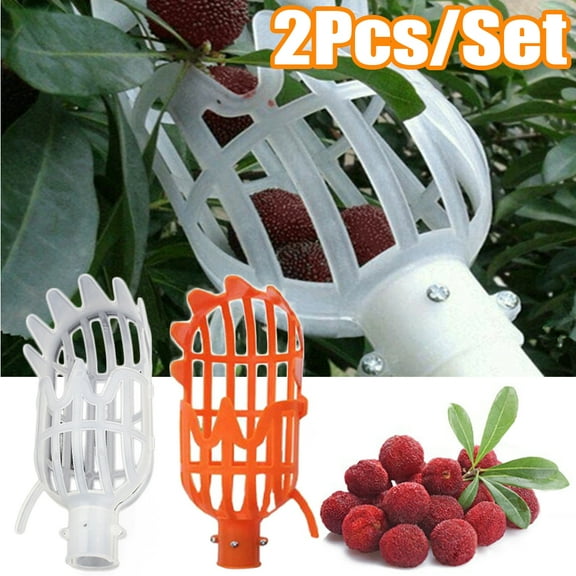 Cheer.US 2Pcs/Set (Upgraded) Fruit Picker Basket Head, Labor Saving Tool Fruits Catcher for Harvest Picking Apple Mango Pear Peach Mango Kiwi Lemon Cherry