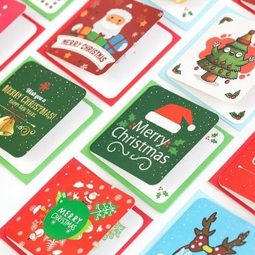 Cheer US 48Pcs/Set Mini Christmas Greeting Cards & Envelopes, Cute Stweety Small Size Merry Christmas Greeting Cards Festival Color