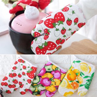 Cheers.US 2Pcs/Set Oven Mitts Quilted Cloth Extra Long Professional Heat  Resistant Kitchen Flower Print High Temperature Insulated Glove Heatproof