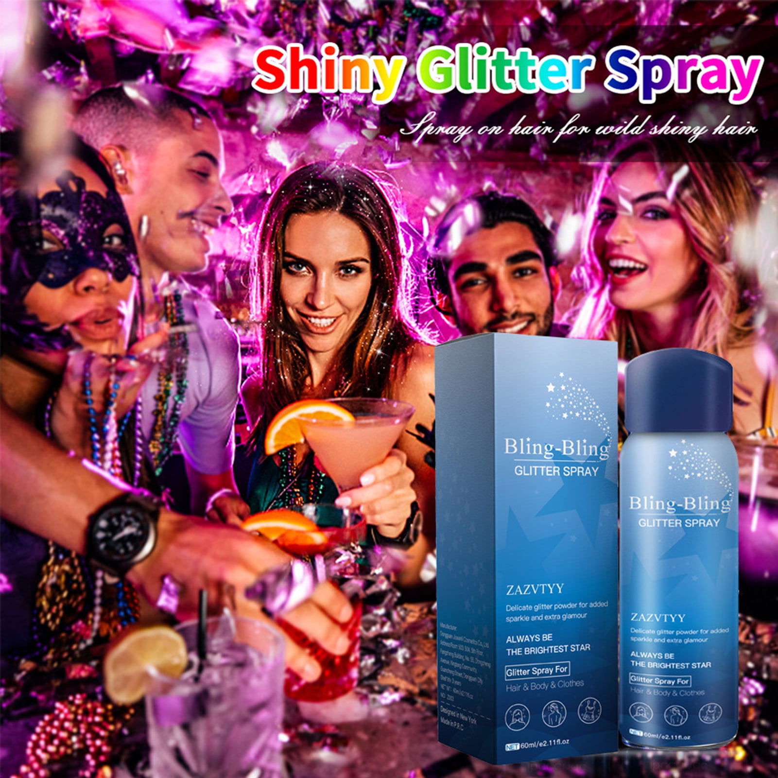 Cheer US 60ml Temporary Glitter Spray, Body Shimmery Spray for Skin