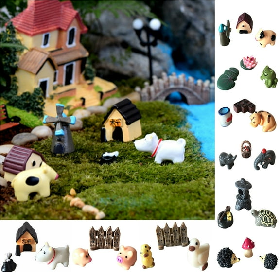 Cheer.US 8 Set Fairy Garden Accessories, Fairy Garden Kit, Fairy Garden Animals, Miniature Figurines, Micro Landscape Ornaments Kit, Garden DIY Kit, Environmental Resin