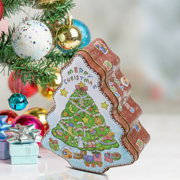 Cheer US Christmas Cookie Tins Decorative Candy Tins Metal Tins with Lids Christmas Tin Cans for Cookies Candy Food