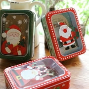 Cheer US Christmas Present Tin Box Xmas Card Tin Box Metal Cookie Tin Box with Lid Assorted Card Holder Containers for Party Decor Supplies