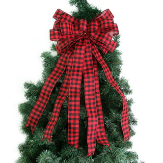 Large Buffalo Plaid Christmas Bows, Snowflake Christmas Wreath Bow  Christmas Tree Ornaments - for Christmas Craft Supplies 