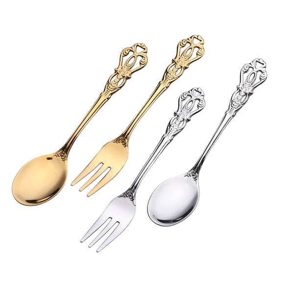 Cheer.US Coffee Spoon Appetizer Fork-Creative Tableware Stainless Steel Dessert Spoons, Stirring, Mixing, Sugar, Stir, Ice Cream,Fruit, Cake, Teaspoon
