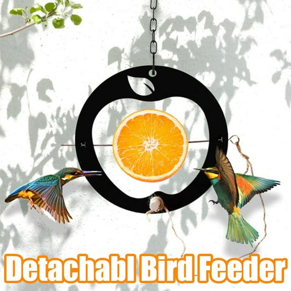 Cheer.US Creative Oriole Bird Feeder for Outdoor Oranges, Bird Food Holder with Apple Shape for Bird Feeding, Hanging Chain & Perch Included, Perfect for Window, Balcony, Porch, Tree