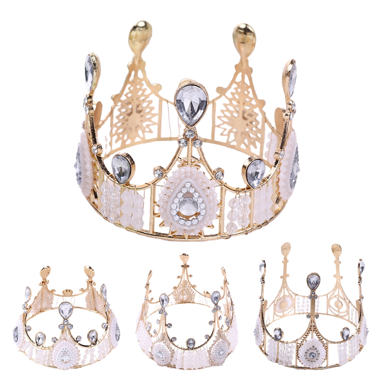 SAFIGLE 60 Pcs Crown Princess Headpiece Metal Tiara Charms Princess Cake  Topper Coronas Para Ramos Buchones De Flores Crystal Hair Ornaments Tiara