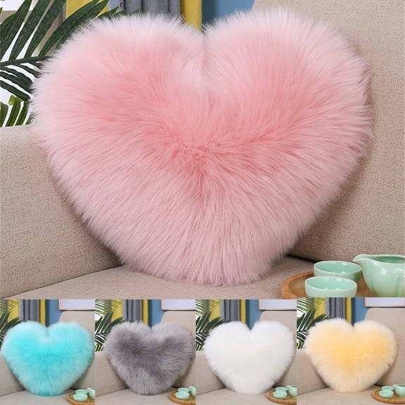 Cheer US Decorative Throw Pillows for Girls Fluffy Heart and Soft Rainbow Pillow. Plush Pillows for Kid’s Bedroom Décor Toddlers Princess Room, Fun Pillows for Teepee Tent