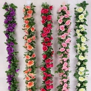 Cheer.US Fake Rose Vine Flowers Plants Artificial Flower Hanging Rose Ivy Home Hotel Office Wedding Party Garden Craft Art Décor