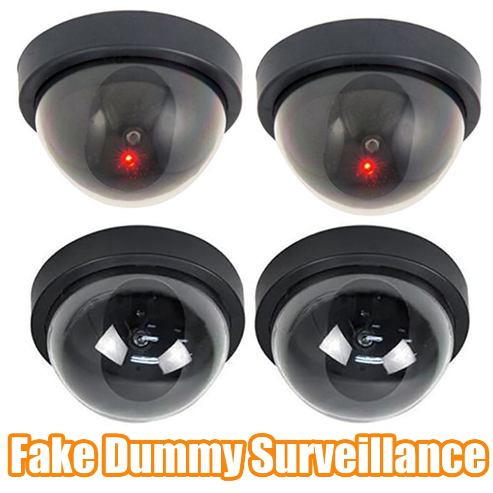 Cheer.US Fake Security Cameras with Flashing LED Light for Indoor Outdoor Use, Black