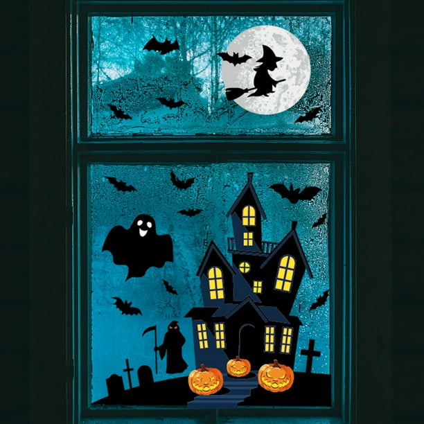 Cheer US Halloween Window Clings, DoubleSide Spooky Removable Window Sticker for Halloween