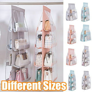 ANSTROUT Hanging Purse Handbag Organizer for Closet, Purse Organizer with 4 Mesh Shelves Handbag Closet Purse Storage Bag (White-2Pack)