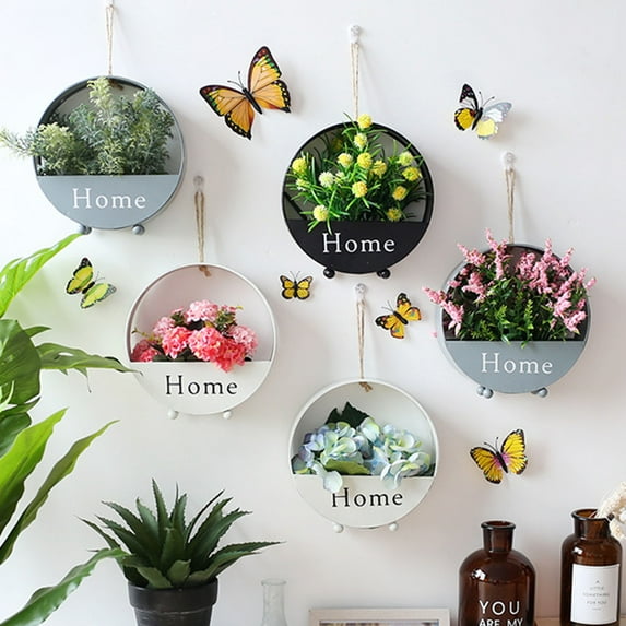 Cheer.US Iron Flower Pot Hanging Planter Pot Metal Bucket Flower Holder with Hook Indoor Outdoor Decor for Railing Fence Balcony Garden