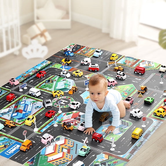 Cheer US Kids Rug Carpet Playmat City Life Extra Large Learn Have Fun Safe, Children's Educational, Road Traffic System, Multi Color Activity Centerpiece Play Mat