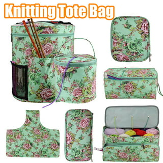 PACEARM Knitting Bag Yarn Storage Organizer, Large Crochet Bag Tote with  Multiple Pockets & Divider for Projects, Knitting Needles, Crochet Hooks