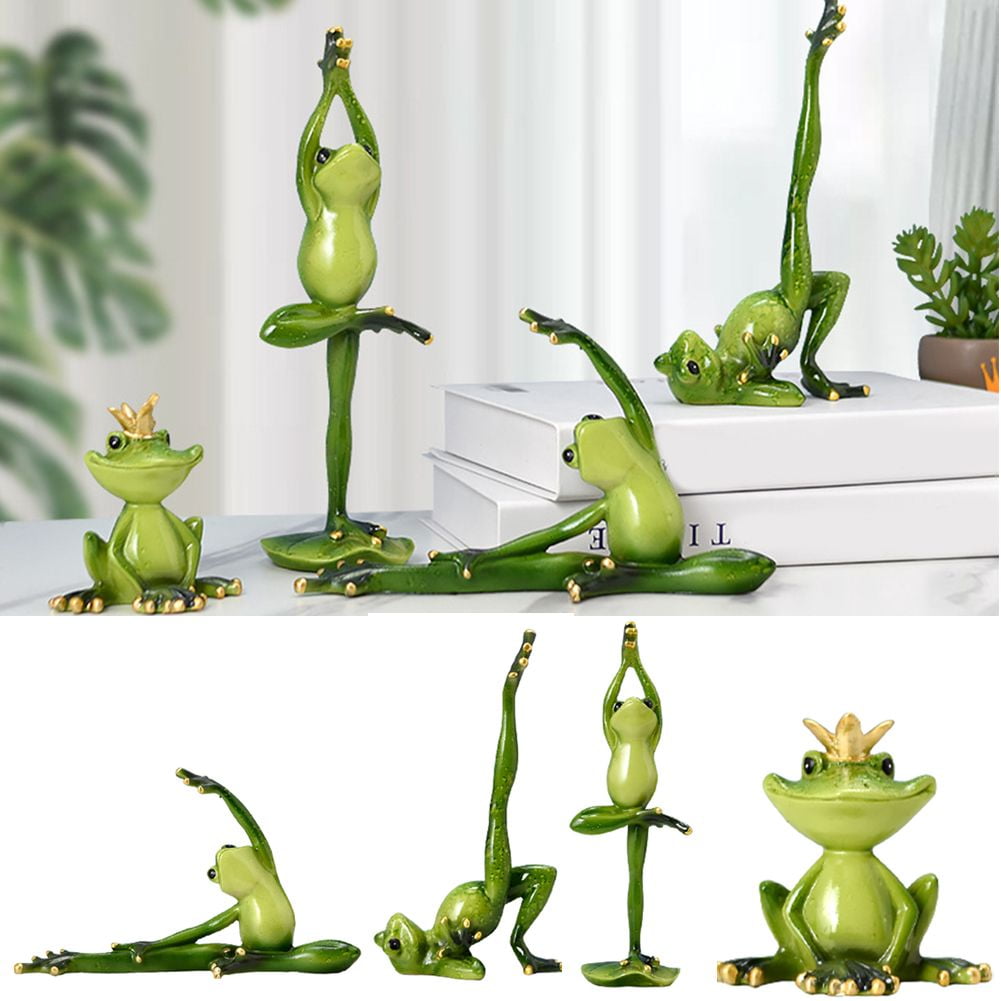 Cheer.US Meditating Yoga Frog Statues Resin Frog Garden Statues and