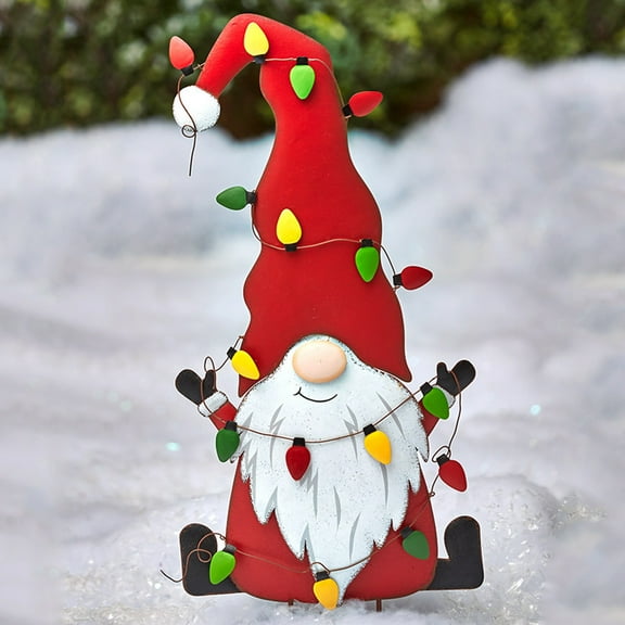 Cheer US Metal Gnome Yard Stake,Christmas Metal Gnome Signs Yard Decorations,Fall Harvest Garden Metal Ornament Garden Yard Stakes for Fall Decor Christmas Decor