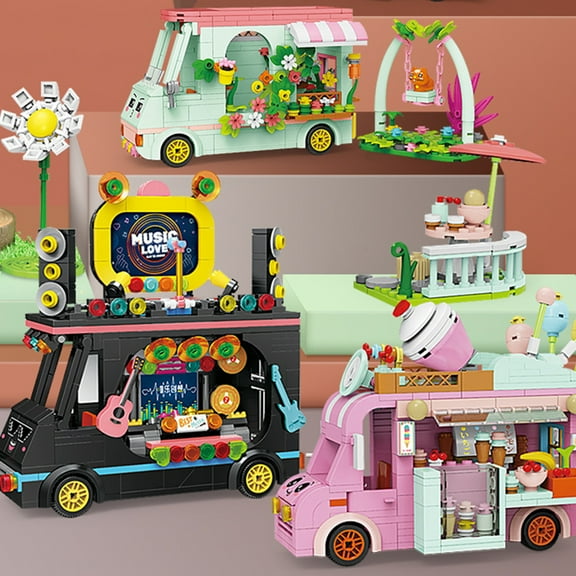 Cheer US Mini City Shop Street View Building Blocks Set with Candy Shop & Café Store, 6-in-1 Dream Girls Toy Set, Birthday Gifts for 6 7 8 9 10 11 12 Years Old Girls