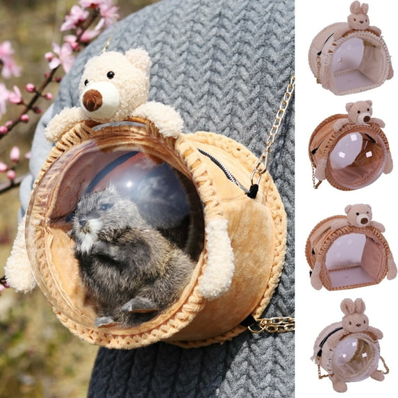Cheer.US Pet Carrier Backpack, Cute Doll Decor Portable Small Animals Hamster Chinchilla, Designed for Travel, Hiking, Walking & Outdoor Use