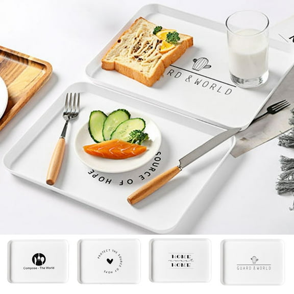 Cheer US Plastic Serving Tray Serving Platters Rectangle Disposable Party Dish for Food Breakfast Party Tea Coffee Table Decor
