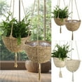 thumbnail image 1 of Cheer.US Straw Rope Hanging Planter Baskets Flower Pot Holder Containers | Hanging Pots for Indoor Plants | Hanging Basket for Rustic Home Decor | Woven Basket for Plant Wall Decor, 1 of 5