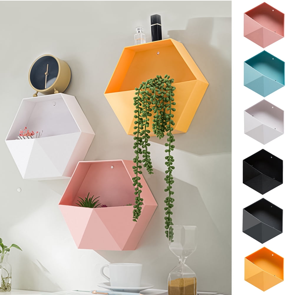 Cheer.US Wall Flowerpot 6.5cm Geometric Hexagon Hanging Planter with Lightweight, Portable