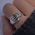 thumbnail image 1 of Cheer US Women Stainless Steel Ring Band Silver Tone Black Skull Hand Bone, 1 of 8